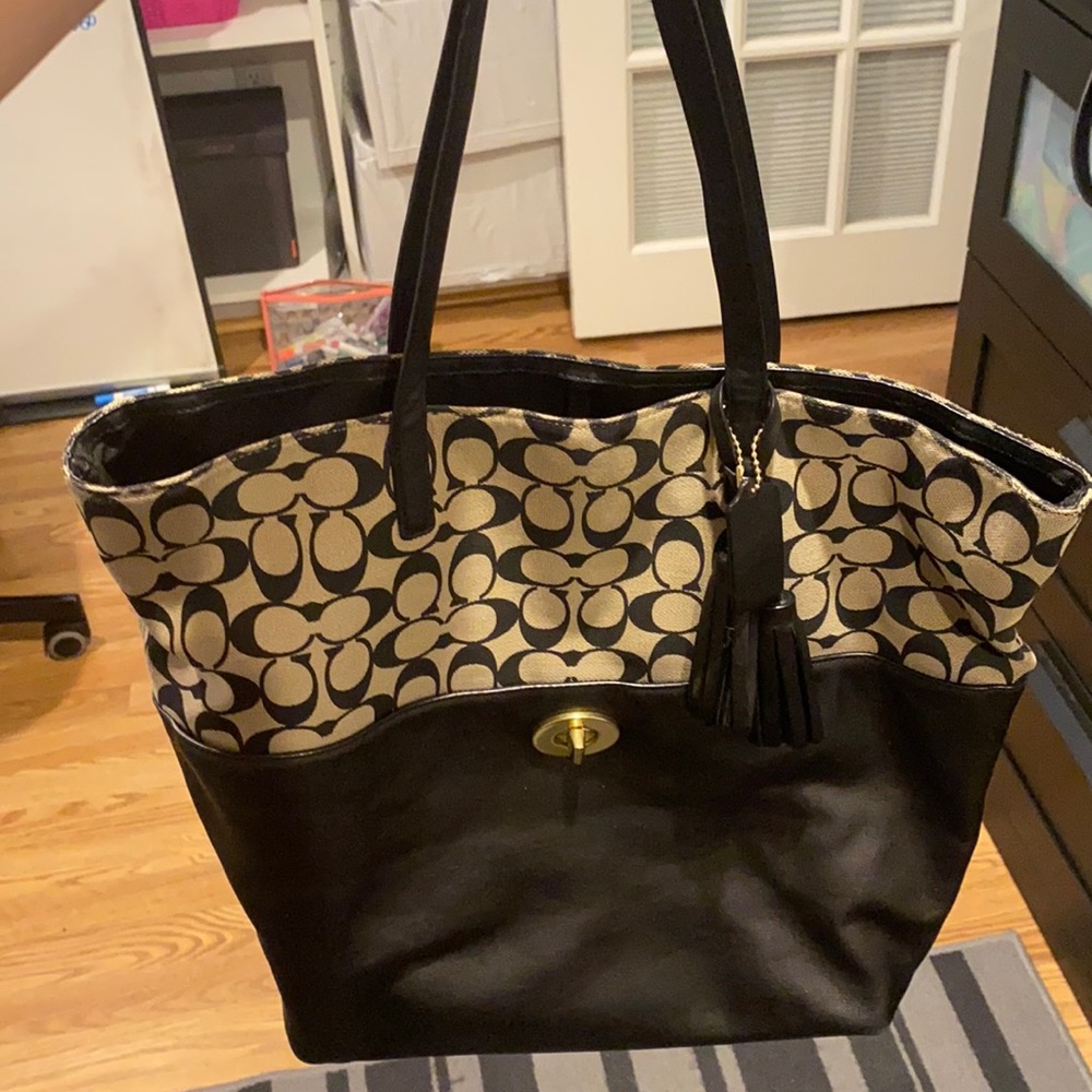 Coach bag leather tote bag